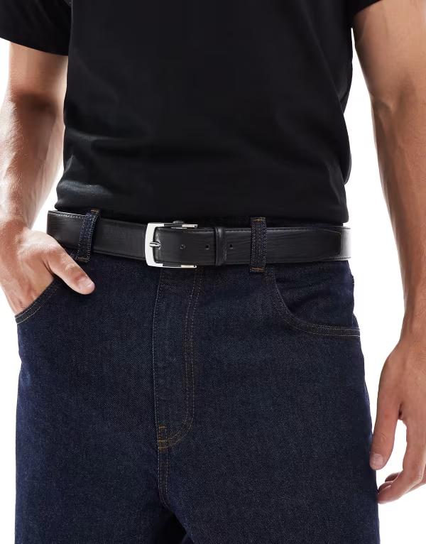 手玉 アンド ジョーンズ メンズ 付属品 胴締め なめし革 フェイクレザー Jack \u0026 Jones faux leather belt Black 黒いこと