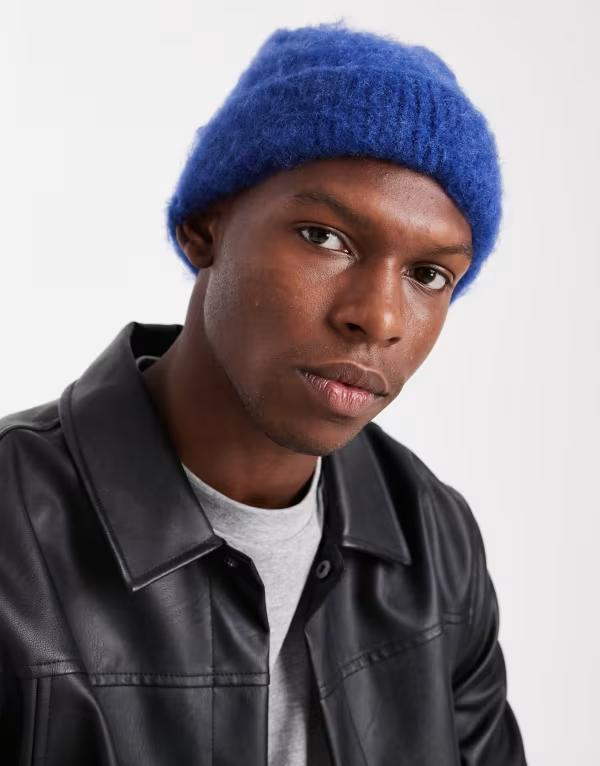 エイソス メンズ アクセサリー 帽子 ニット ASOS DESIGN knit beanie in cobalt BLUE ブルー