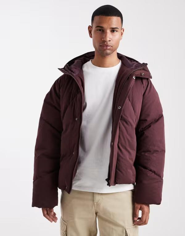 エイソス メンズ アウター 上衣・上衣 上衣 ASOS DESIGN oversized puffer jacket Burgundy バーガンディ
