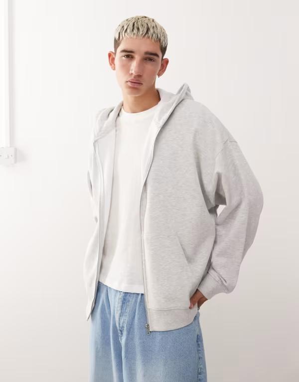 コルージョン メンズ アウター パーカー・スウェット パーカー COLLUSION zip up hoodie heather Gray グレー 10,636円