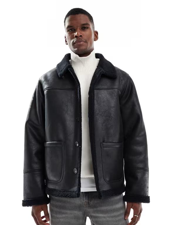 ジャック アンド ジョーンズ メンズ アウター ジャケット・ブルゾン ジャケット Jack & Jones faux shearling jacket Black ブラック｜ReVida 店 30,420円