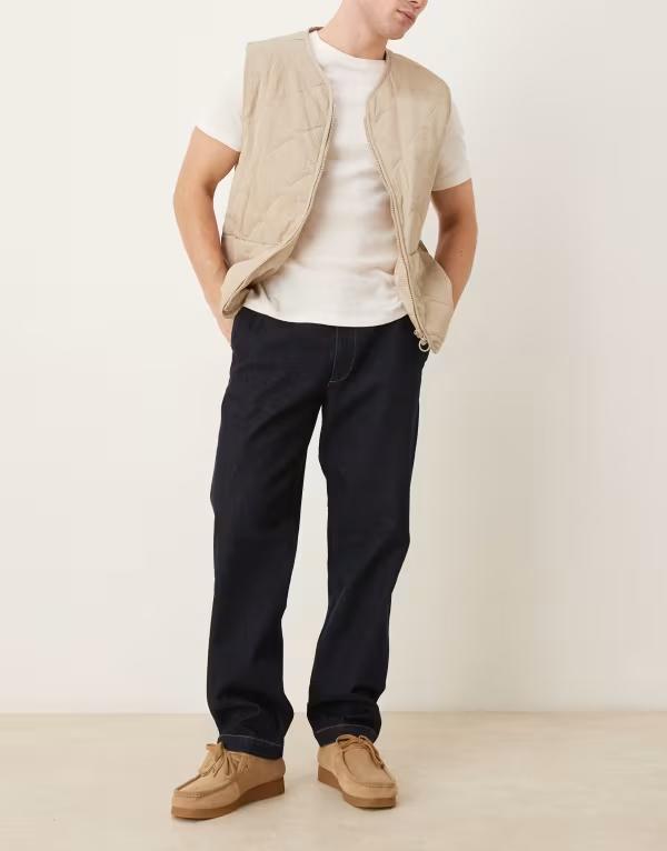 エイソス メンズ ボトムス デニムパンツ ストレート ジーンズ ASOS DESIGN straight leg jeans in raw wash Black ブラック