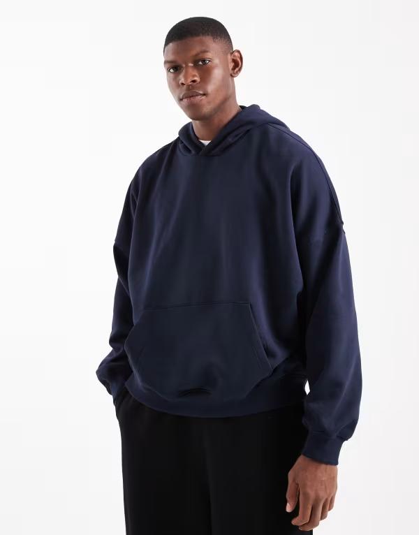エイソス メンズ アウター パーカー・スウェット パーカー ASOS DESIGN essentials extreme oversized hoodie Sky captain 米国海軍 メンズファッション-トップス