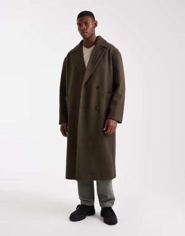 エイソス メンズ アウター コート ASOS DESIGN overcoat with patch pockets Khaki カーキ