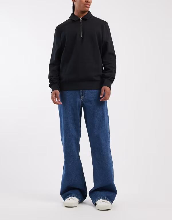 エイソス メンズ ボトムス デニムパンツ ジーンズ ASOS DESIGN wide flare jeans in dark wash Dark wash blue ブルー