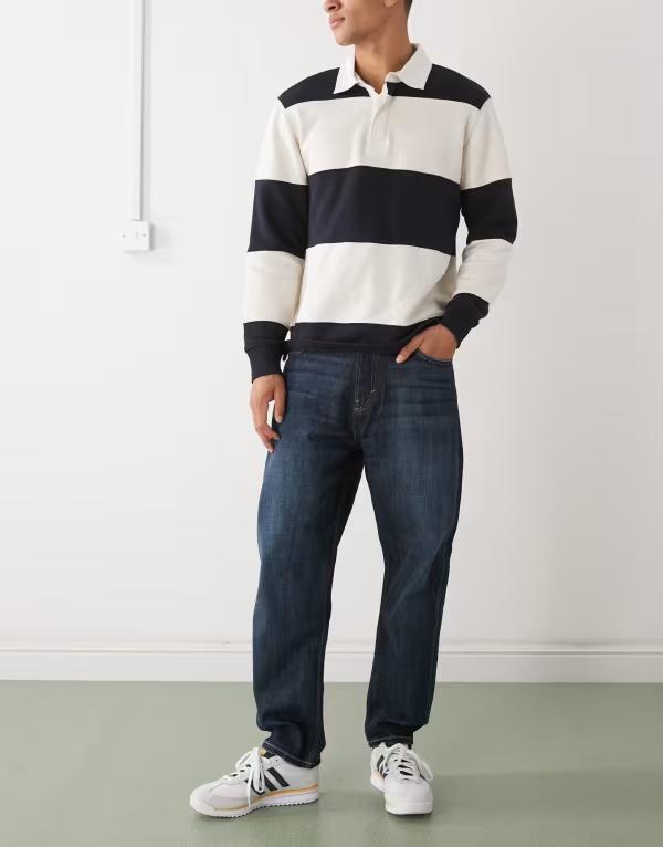 ウィークデイ メンズ ボトムス デニムパンツ ジーンズ Weekday Ray relaxed tapered jeans in dark Deep Sea Blue ブルー｜ReVida 店