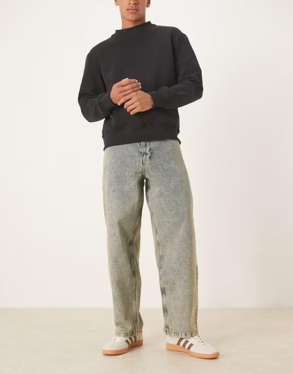 エイソス メンズ ボトムス デニムパンツ ジーンズ ASOS DESIGN loose straight fit yellow wash jeans Yellow wash イエロー