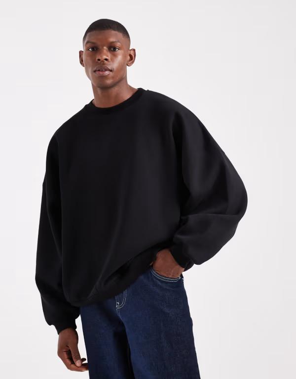 エイソス メンズ アウター パーカー・スウェット スウェット シャツ ASOS DESIGN essential extreme oversized sweatshirt Black ブラック 10,066円