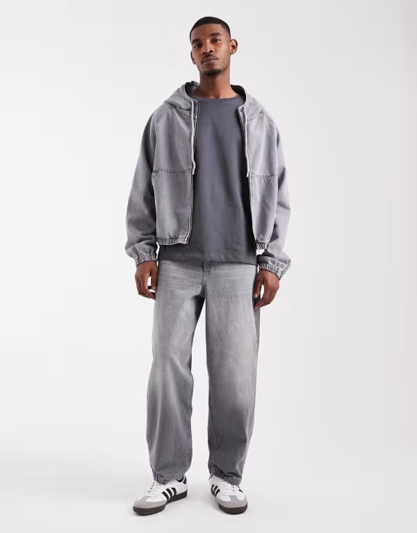 エイソス メンズ ボトムス デニムパンツ ストレート ジーンズ ASOS DESIGN loose straight leg jeans in washed gray - part of a set Washed gray グレー