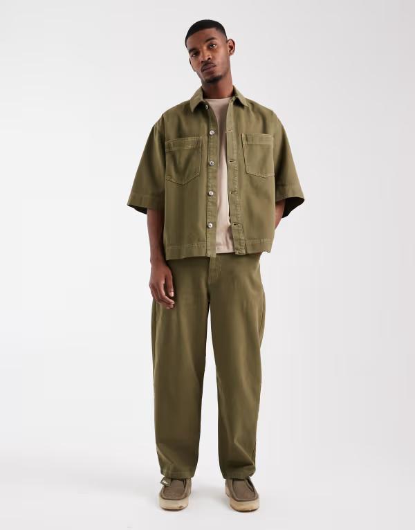 エイソス メンズ ボトムス ジーンズズボン下 引っ切りない デニム ASOS DESIGN loose straight leg jeans green - part of a set Khaki カーキ メンズファッション-ズボン・パンツ
