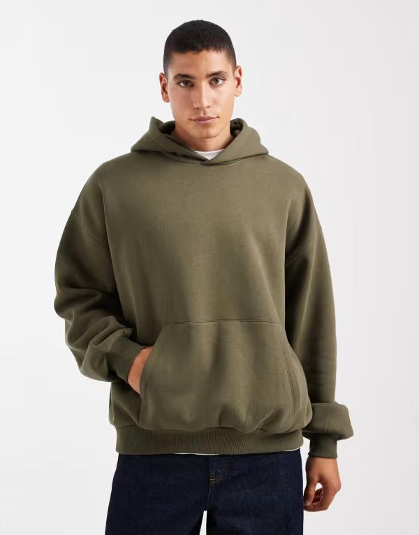 エイソス メンズ アウター パーカー・スウェット パーカー ASOS DESIGN essentials extreme oversized hoodie green グリーン
