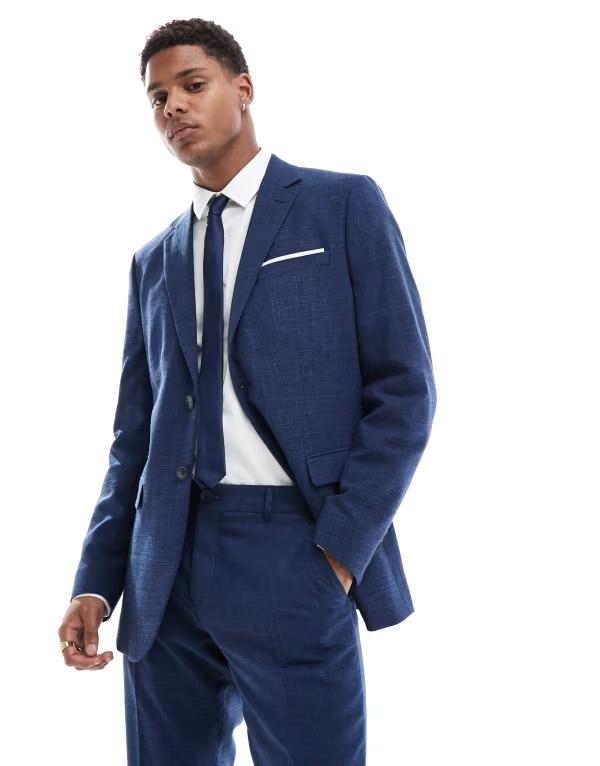 セレクテッドオム メンズ アウター ジャケット・ブルゾン スリムフィット リネン ジャケット Selected Homme Selected linen mix slim fit suit jacket in dark Dark Navy ネイビー|ReVida 店