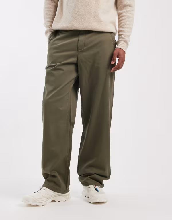 エイソス メンズ ボトムス カジュアルパンツ パンツ ASOS DESIGN baggy pants with angled pockets Khaki カーキ
