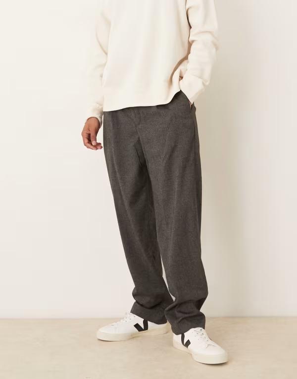 マンゴ メンズ ボトムス カジュアルパンツ パンツ Mango pleat front tailored pants Gray グレー|ReVida 店