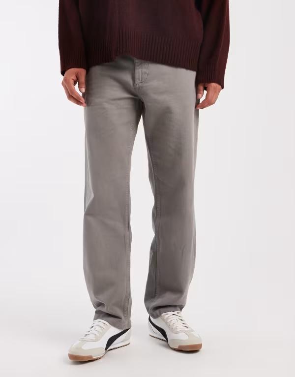 エイソス メンズ ボトムス 心地よいズボン下 ASOS DESIGN straight fit chinos Gray 薄墨色