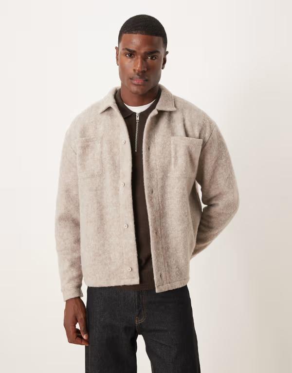 エイソス メンズ アウター 上衣・上衣 毛糸 上衣 ASOS DESIGN relaxed wool look jacket Biege ベージュ