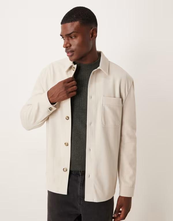 マンゴ メンズ トップス シャツ ウール Mango wool look textured overshirt in cream CREAM クリーム