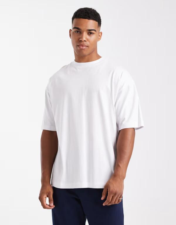 エイソス メンズ トップス Tシャツ ASOS DESIGN oversized half sleeve T-shirt WHITE ホワイト