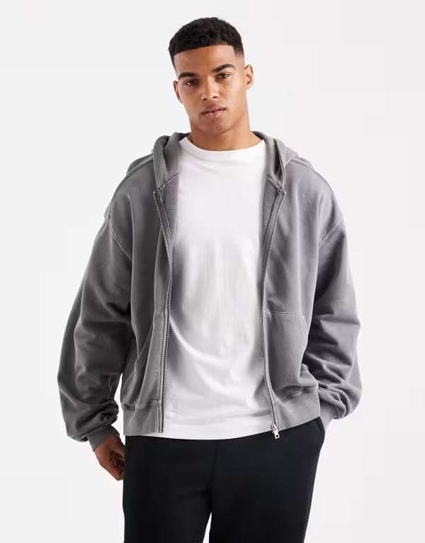 コットンオン メンズ アウター ニット・セーター クロップド パーカー Cotton On cropped zip up hoodie Gray グレー｜ReVida 店 18,801円