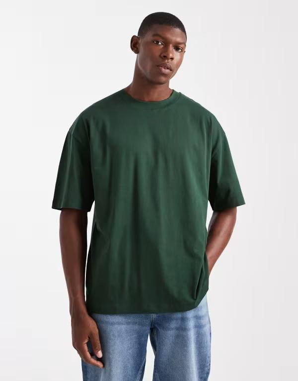 エイソス メンズ トップス Tシャツ ASOS DESIGN essentials oversized T-shirt in dark Mountain View グリーン