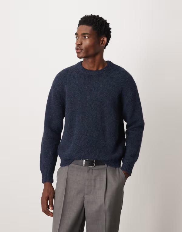 平日 メンズ アウター 編み物・スウェーター 羊毛 スウェーター Weekday wool blend sweater melange Navy melange 米国海軍