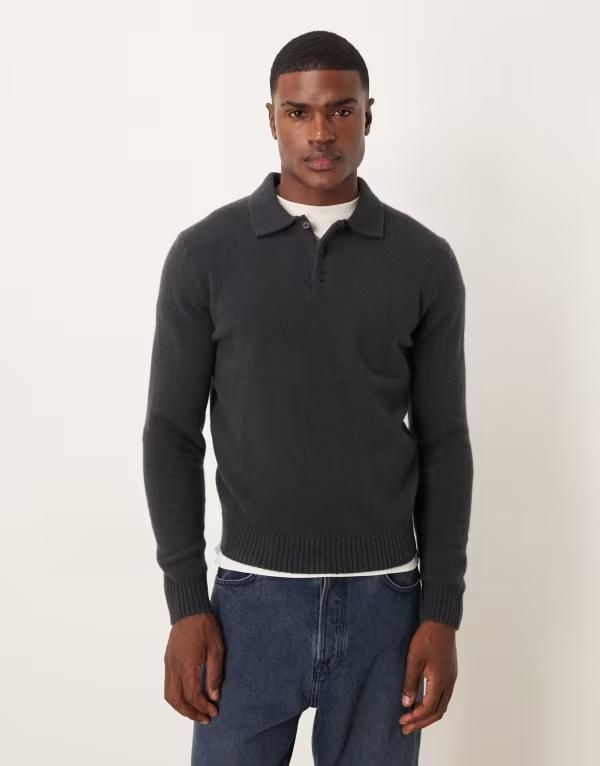 マンゴ メンズ アウター 編み物・プルオーバー スポーツシャツ プルオーバー 編み物 Mango split neck knit polo sweater BLUE 青味