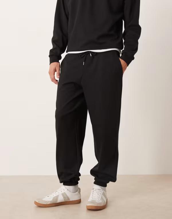 エイソス メンズ ボトムス 心地よいズボン下 ズボン下 スウェットパンツ ASOS DESIGN breatheMAX oversized sweatpants - part of a set Black 黒いこと