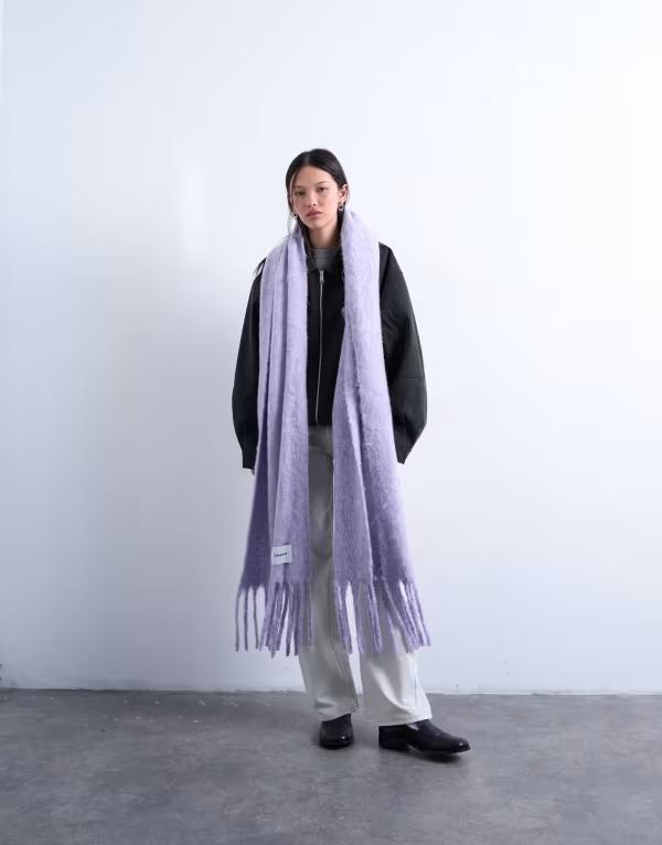 トップショップ レディース アクセサリー マフラー・ストール・スカーフ Topshop Sydney blanket scarf stripes PURPLE パープル|ReVida 店