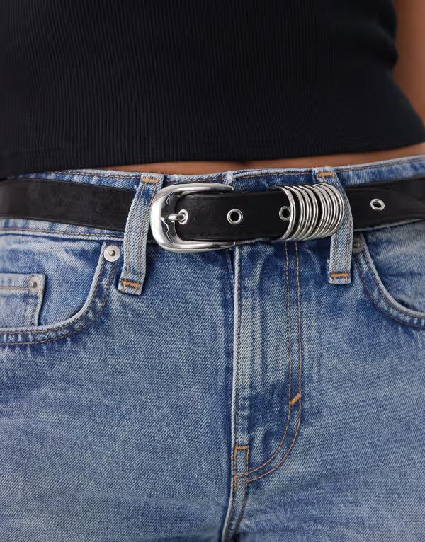 ウィークデイ レディース アクセサリー ベルト Weekday western D-ring belt Black ブラック
