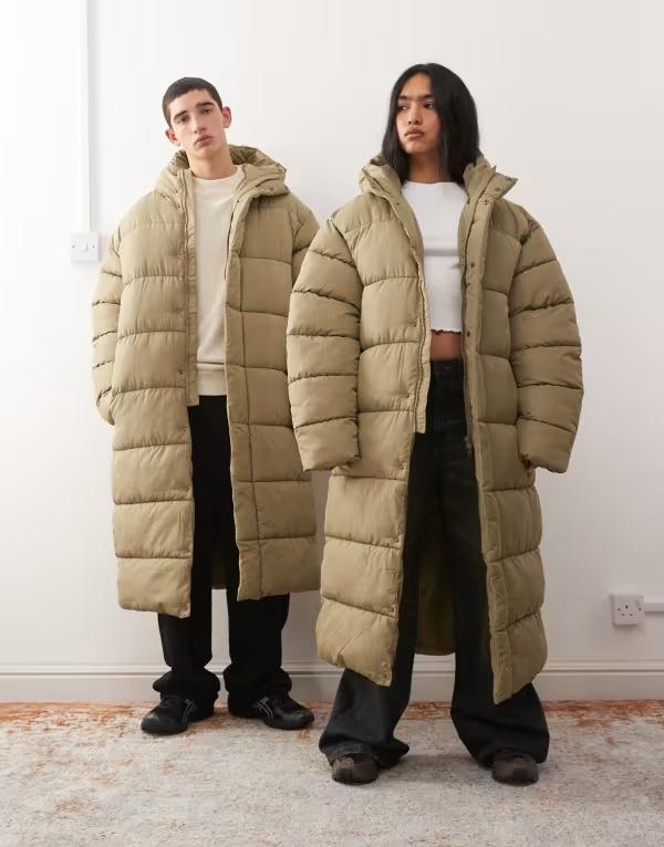 コルージョン レディース アウター コート マキシ COLLUSION Unisex maxi puffer coat LIGHT GREEN グリーン