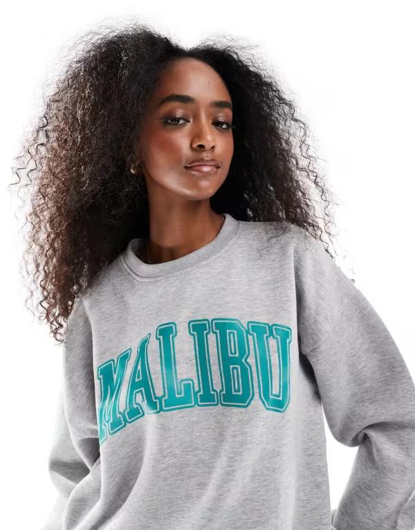 デイジーストリート レディース アウター パーカー・スウェット スウェット シャツ Daisy Street oversized malibu sweatshirt in light heather Light Gray Marle グレー