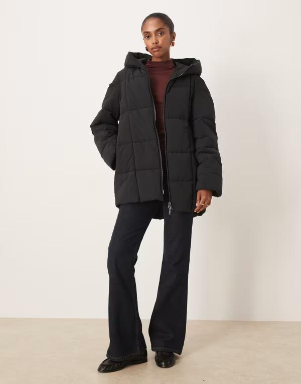 マンゴ レディース アウター コート ジャケット Mango puffer jacket with hood Black ブラック 33,670円