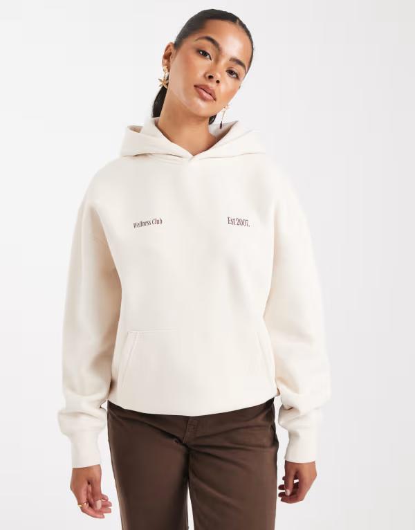 コットンオン レディース アウター パーカー・スウェット プラスサイズ パーカー グラフィック Cotton On plush graphic hoodie in coconut milk Coconut milk
