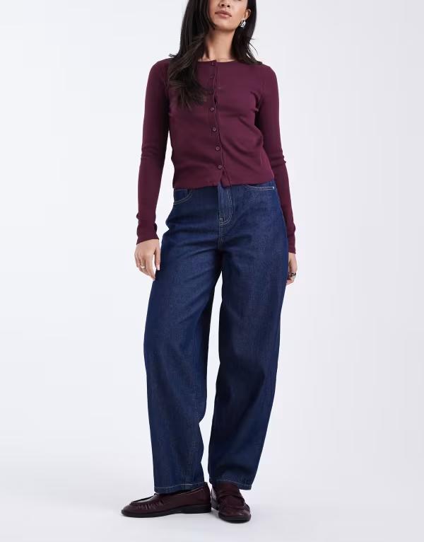 ヴェロモーダ レディース ボトムス デニムパンツ ハイウエスト ジーンズ Vero Moda Kirsa high waist barrel leg jeans in dark rinse wash Rinse
