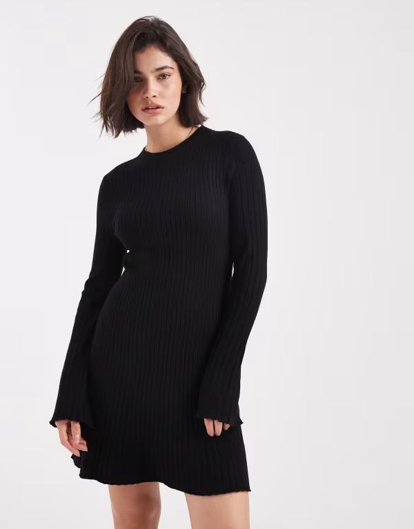 オンリー レディース トップス ワンピース リブニット ミニワンピース ミニ ニット ONLY rib knit mini dress Black ブラック 12,586円