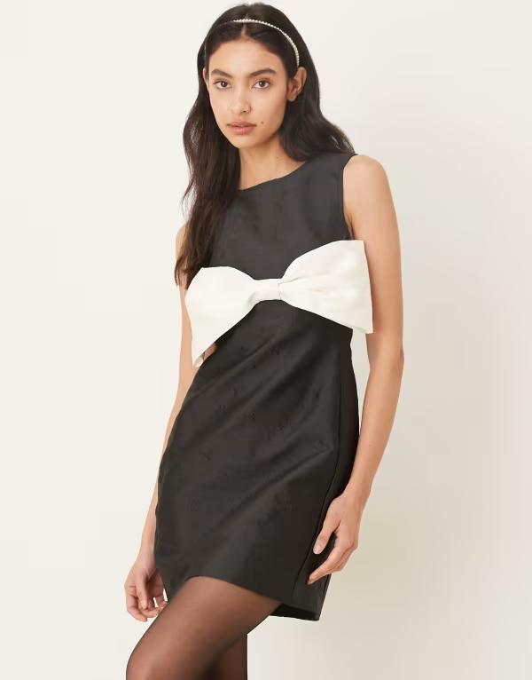 シスタージュン レディース トップス ワンピース ノースリーブ コントラスト Sister Jane sleeveless shift dress with contrast white bow Black ブラック 15,826円