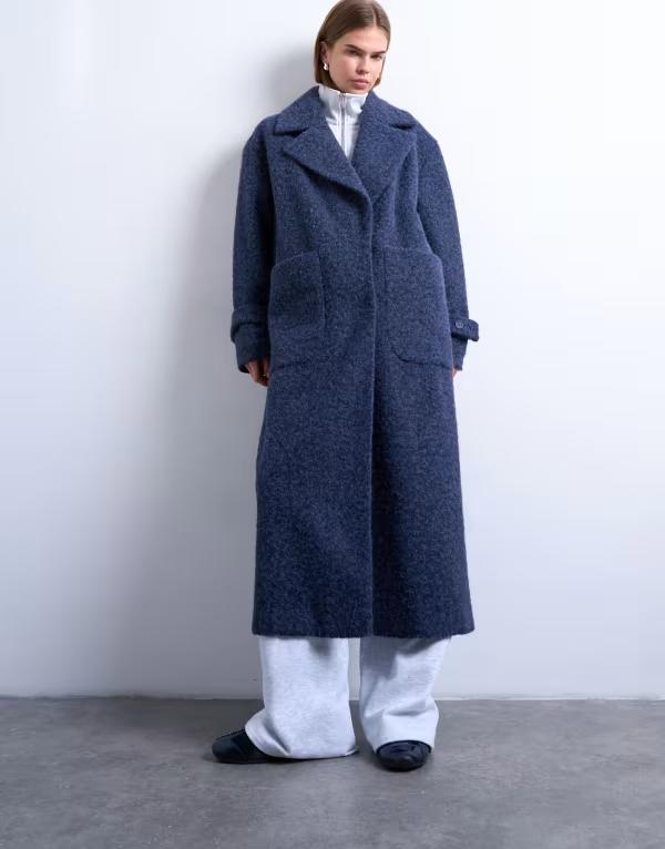 トップショップ レディース アウター コート Topshop unlined soft brushed throw on longline coat NAVY ネイビー