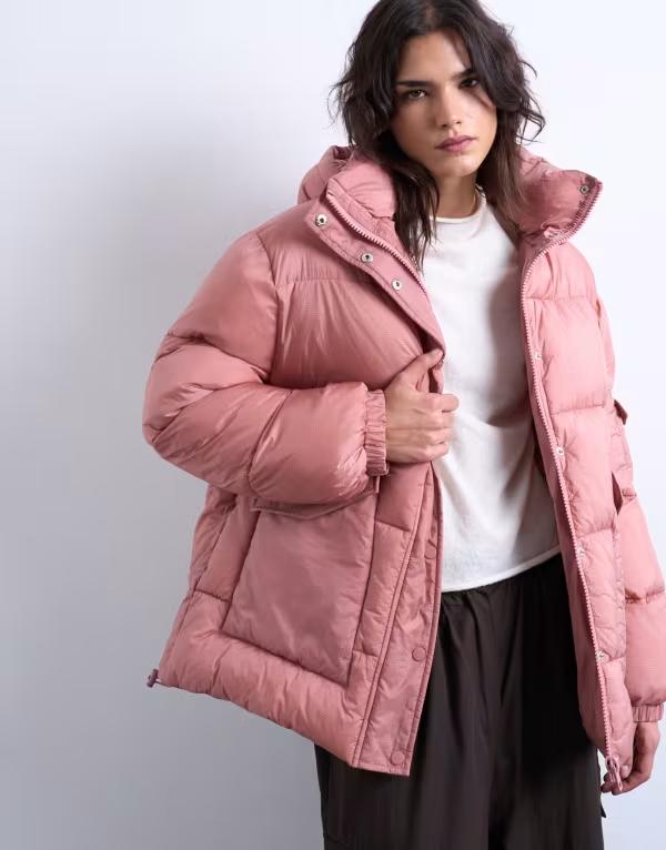 トップショップ レディース アウター ジャケット・ブルゾン ジャケット Topshop mid length puffer jacket pink ピンク