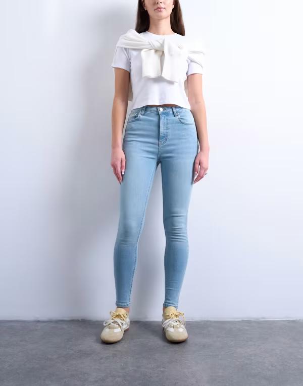 トップショップ レディース ボトムス デニムパンツ Topshop Hourglass Jamie skinny high rise jean in bleach Bleach｜ReVida 店