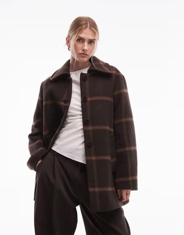 アンドアザーストーリーズ レディース アウター コート ウール & Other Stories wool rich pea coat plaid Brown checks ブラウン 36,920円