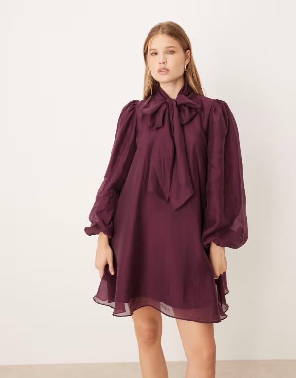 グラマラス レディース トップス ワンピース シフォン ミニワンピース ミニ Glamorous chiffon floaty boho mini dress in berry Berry