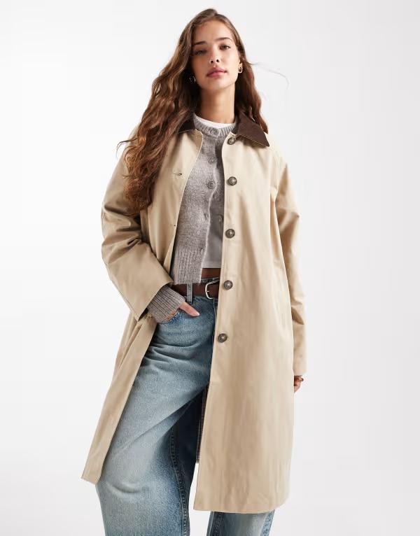 マンゴ レディース アウター ジャケット・ブルゾン Tシャツ ジャケット Mango Teen longline barn jacket in stone Stone ストーン