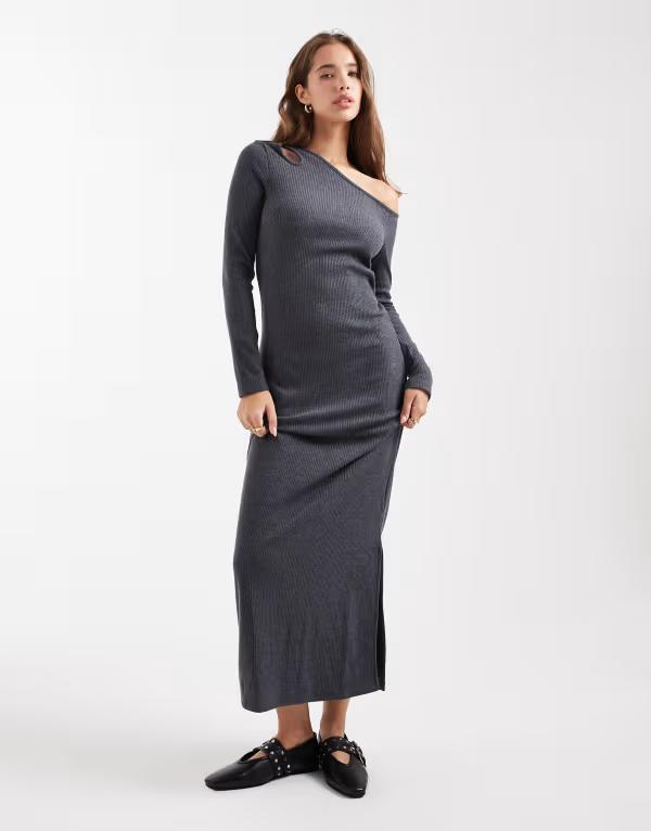 マンゴ レディース トップス ワンピース マキシワンピース Tシャツ ニット マキシ Mango Teen knit maxi dress Gray グレー 11,886円