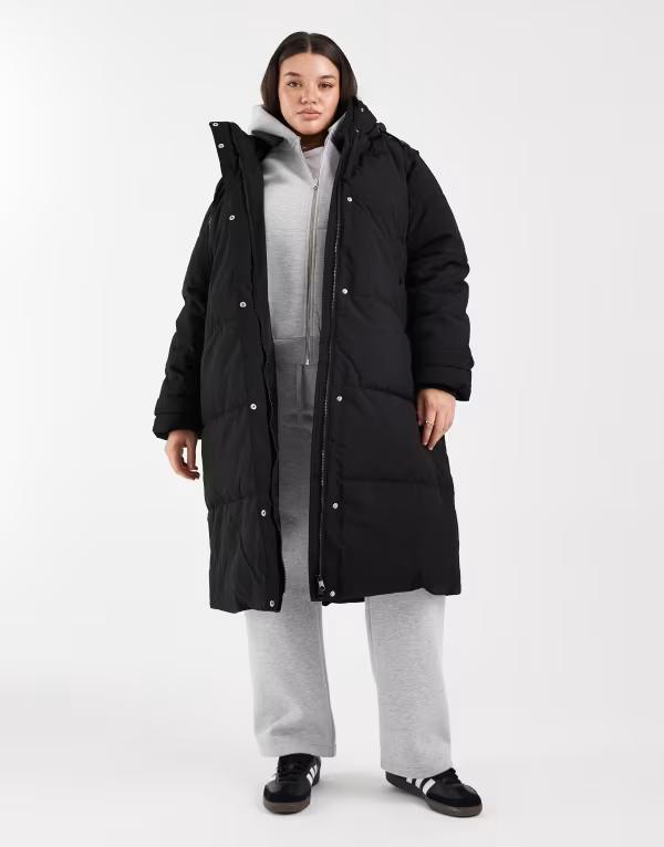 ヴェロモーダ レディース アウター コート Vero Moda Curve 2 in 1 longline puffer coat with removable sleeves Black ブラック|ReVida 店