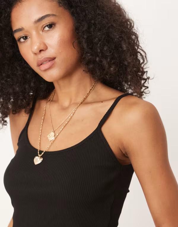 エイソス レディース トップス シャツ ASOS DESIGN rib cami tank top Black ブラック