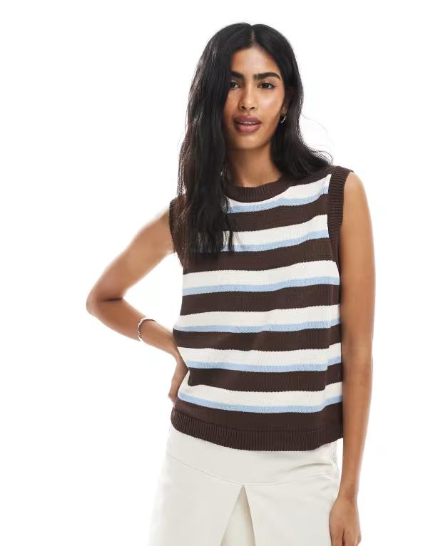 エイソス レディース トップス タンクトップ ニット ASOS DESIGN knitted tank top in multi stripe Multi マルチカラー