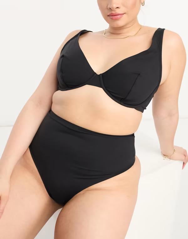 エイソス レディース アンダー御召しもの ブラ ASOS Curve ASOS DESIGN Curve Marina smoothing underwire bra Black 黒いこと