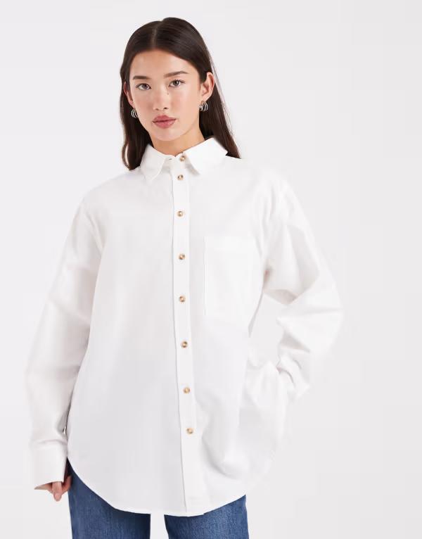 エイソス レディース トップス シャツ オックスフォード ASOS DESIGN premium oxford shirt white ホワイト