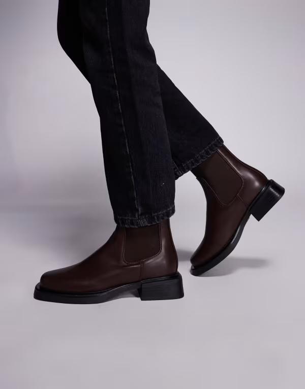 シミ レディース シューズ ブーツ・レインブーツ チェルシーブーツ チェルシー アンクル ブーツ SIMMI Shoes Simmi London Duff low ankle chelsea boots Brown pu ブラウン