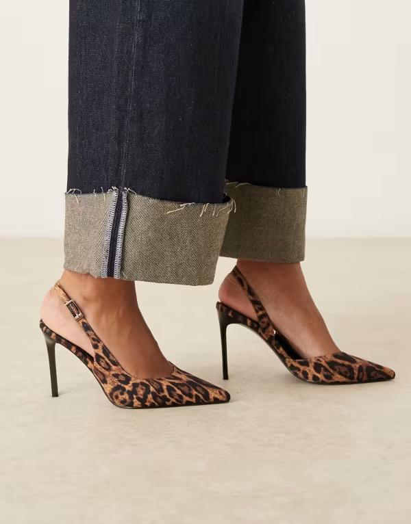 エイソス レディース シューズ ヒール ASOS DESIGN Polar d'orsay slingback high heel shoes in leopard LEOPARD アニマル